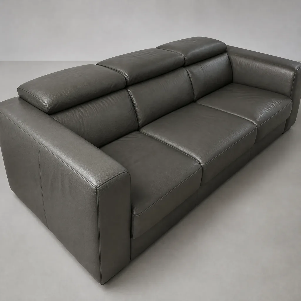 Detail der Rückenlehne im Sitzbereich | Ledersofa Möbel reparieren Detail der Rückenlehne im Sitzbereich: Ledersofa, Polsterreparatur bei der Egora Polsterei Wetzikon