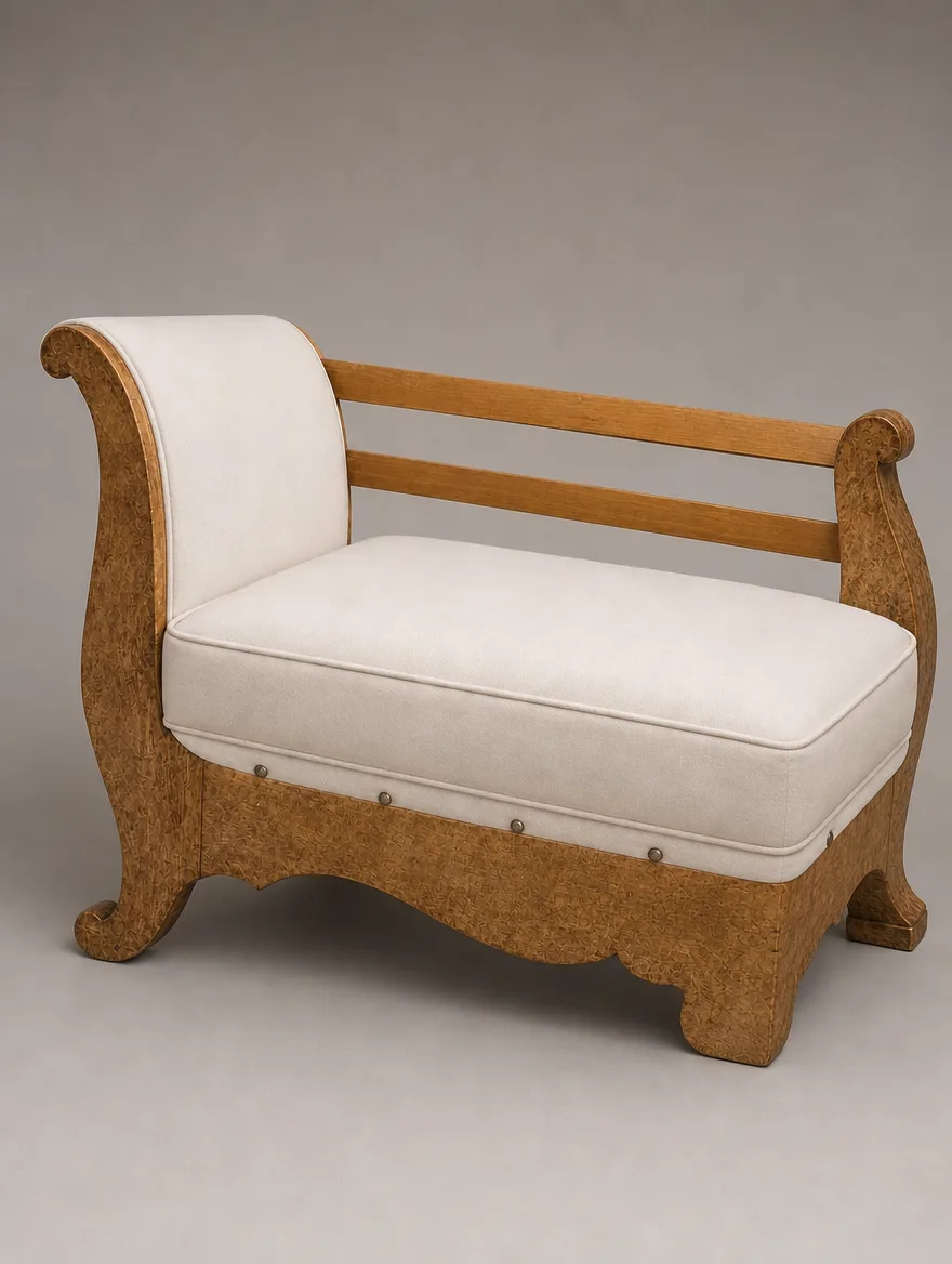 Daybed mit geschwungenen Holzseiten | Möbelrestauration Daybed mit geschwungenen Holzseiten: antike Möbel restaurieren bei der Egora Polsterei in Wetzikon