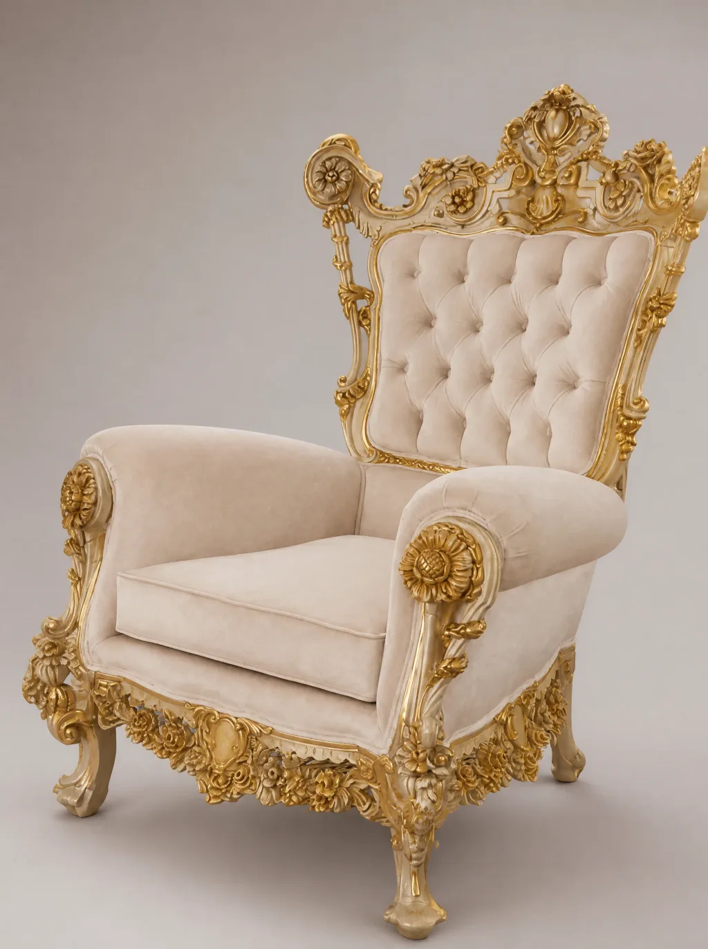 Barock-Thronsessel und Kopfteil in Weiss und Gold | Möbelrestauration Barock-Thronsessel und Kopfteil in Weiss und Gold: Möbelrestauration bei der Egora Polsterei in Wetzikon