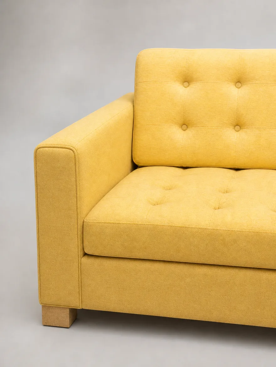 Sofa in Gelb mit neuer Schaumstoffpolsterung | Polstergruppen beziehen Sofa in Gelb mit neuer Schaumstoffpolsterung: Polsterservice bei der Egora Polsterei in Wetzikon