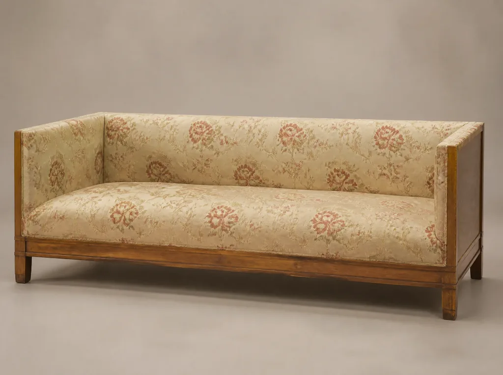 Dreisitzer in Damast mit Blumenmuster | Sofa neu beziehen Dreisitzer in Damast mit Blumenmuster: Sofa neu beziehen bei der Egora Polsterei in Wetzikon