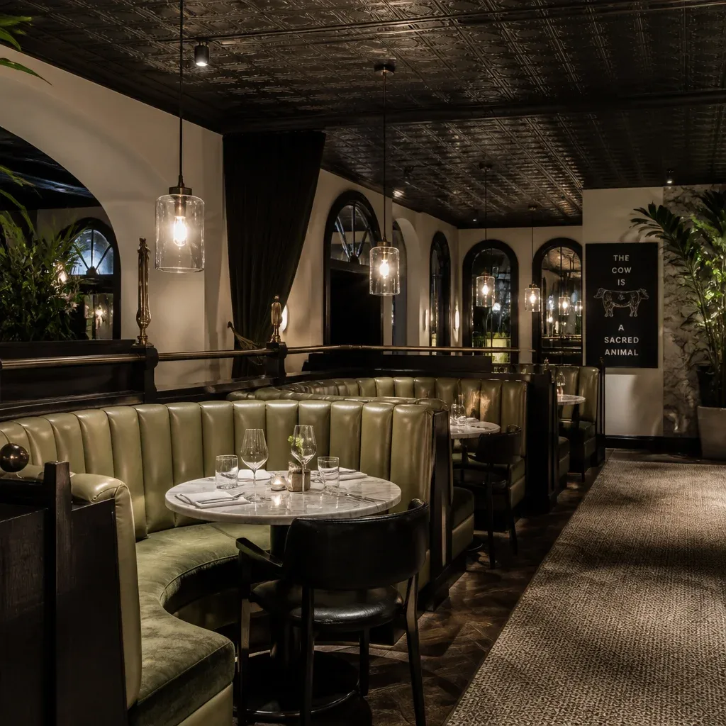 Elegante massgefertigte Lounge-Polsterbank in der Gastronomie – Egora