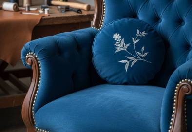 Handgefertigtes Polstermöbel nach Mass Detailaufnahme eines handgefertigten Polstermöbels nach Mass